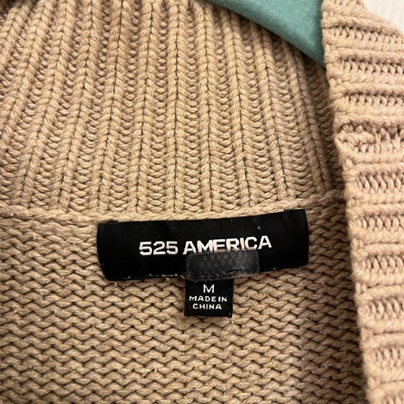 525 America, Mock Neck Patch Sweater, Tan, Size M - Picture 5 of 6